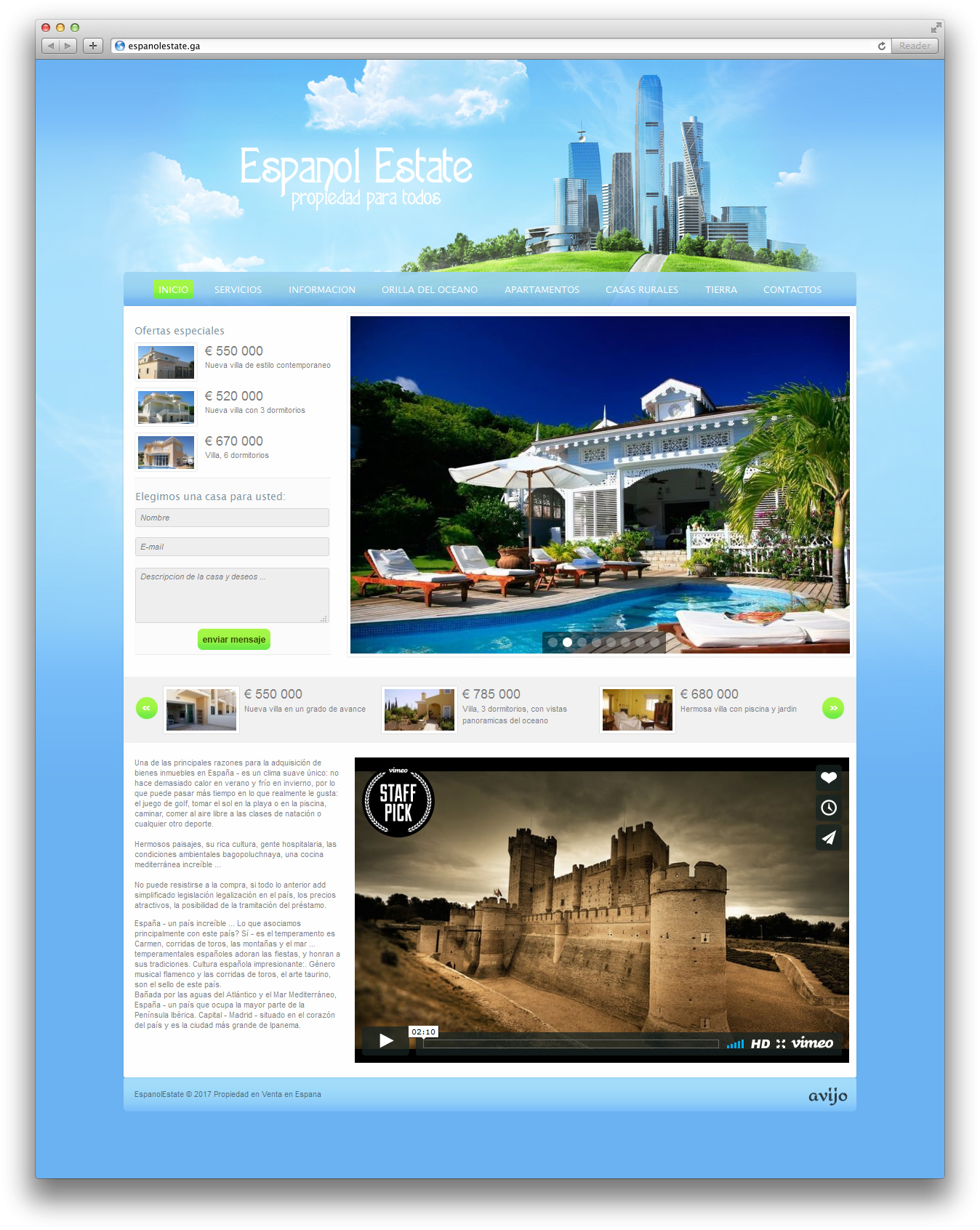 Корпоративный сайт агентства недвижимости «EspanolEstate» — РФ. Авторская разработка сайтов по индивидуальному заказу для любых видов бизнеса. Персональные и корпоративные сайты, интернет-магазины и лендинги под ключ