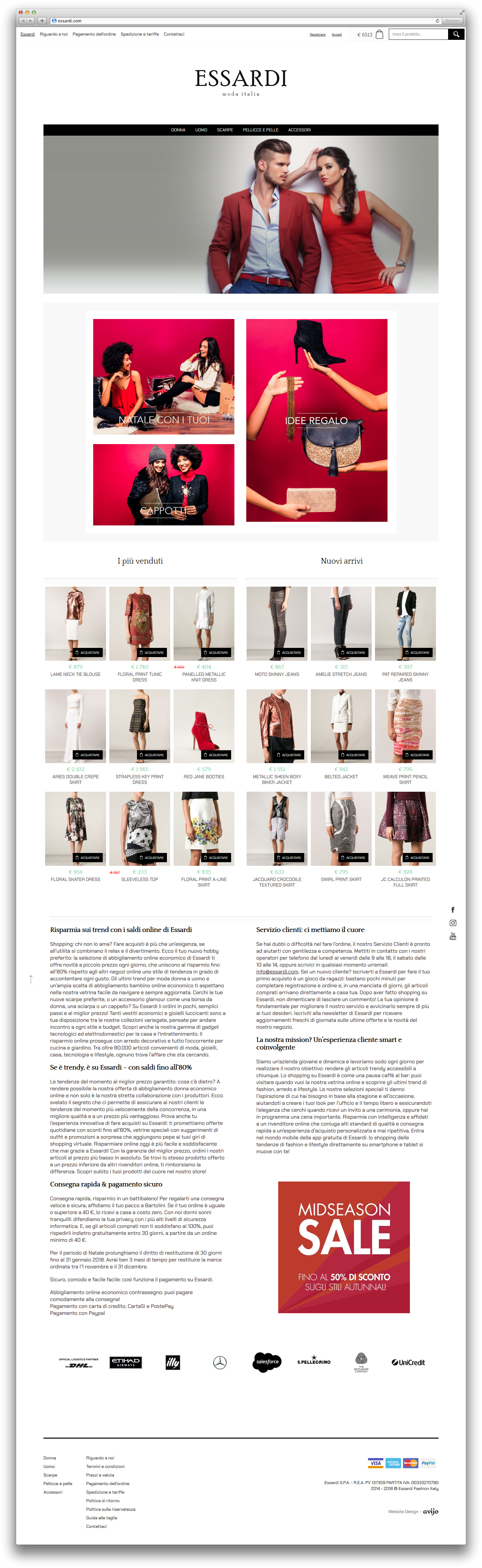 Разработка брендового интернет-магазина Essardi Moda Italia. Авторская разработка сайтов по индивидуальному заказу для любых видов бизнеса. Персональные и корпоративные сайты, интернет-магазины и лендинги под ключ